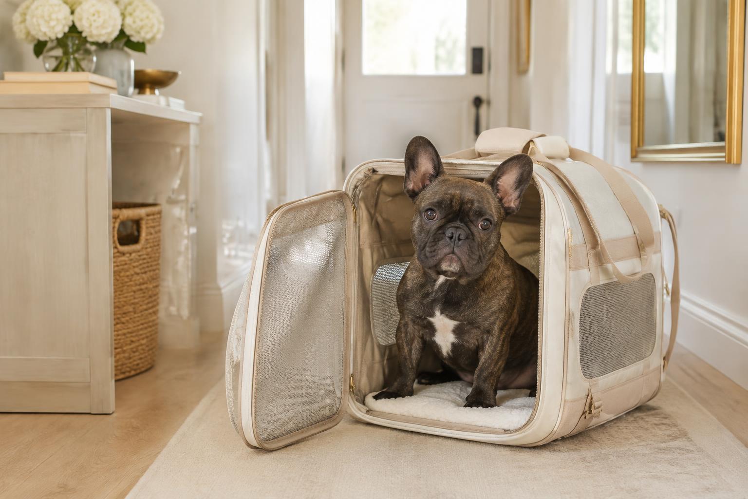 French Bulldog puppy delivered to its new family